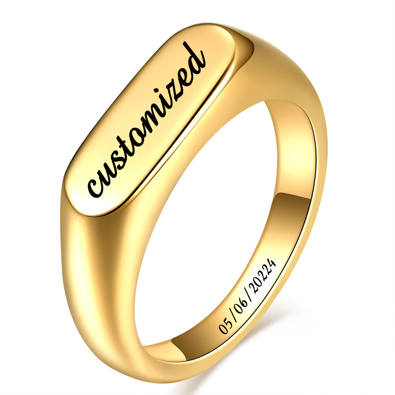 Signet Ring Men - Özelleştirilebilir paslanmaz çelik Signet yüzükler erkekler