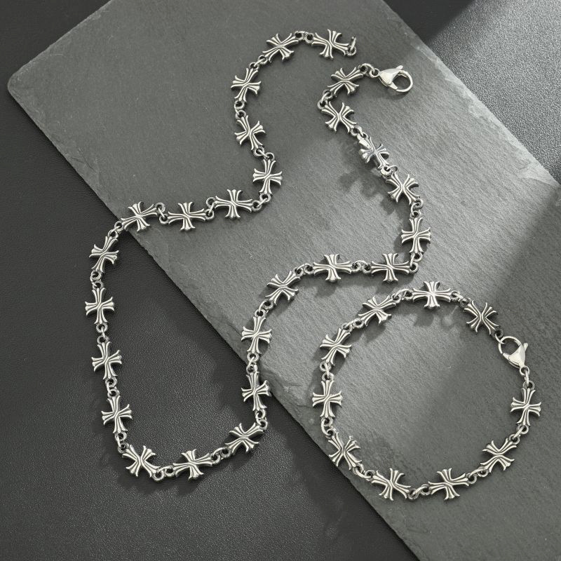 Men'S Accessories Premium - Punk Zincir Çapraz Kolye Ile Adam