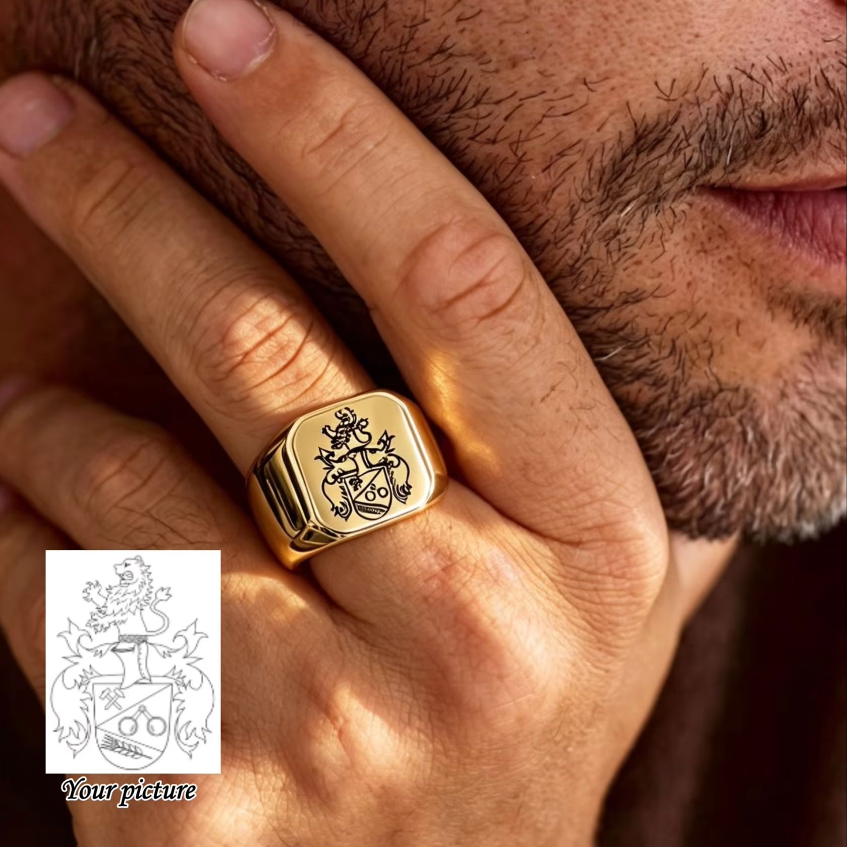Signet Ring Men - Erkekler İçin Özel Aile Arması Mühür