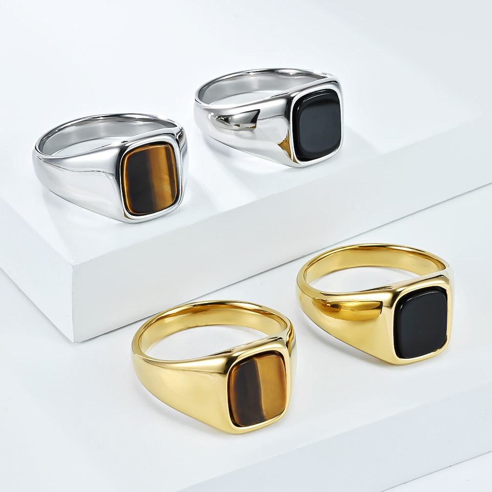 Signet Ring Men - Yeni Moda Vintage Paslanmaz Çelik Kaplan
