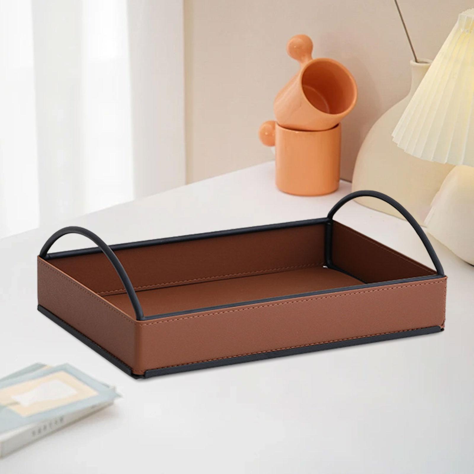 Men'S Accessories Organizer Tray - Modern PU Deri Valet Tepsisi Masaüstü