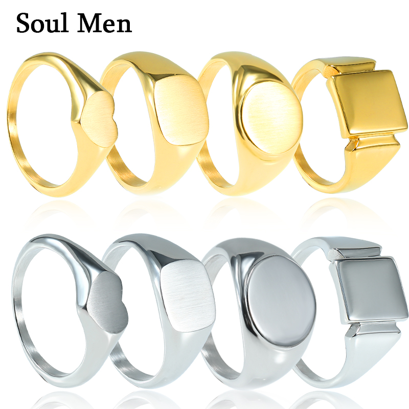 Signet Ring Men - Soul Erkekler Titanyum Çelik Yüzükler Erkekler