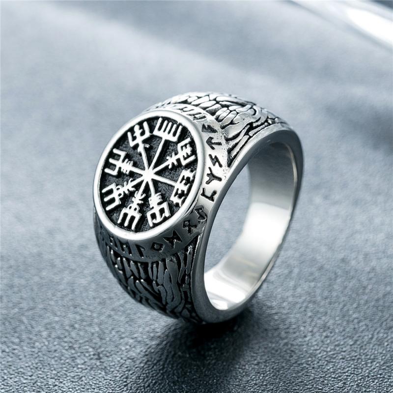 Signet Ring Men - Vintage Viking Rune Signet İskandinavn yüzükler