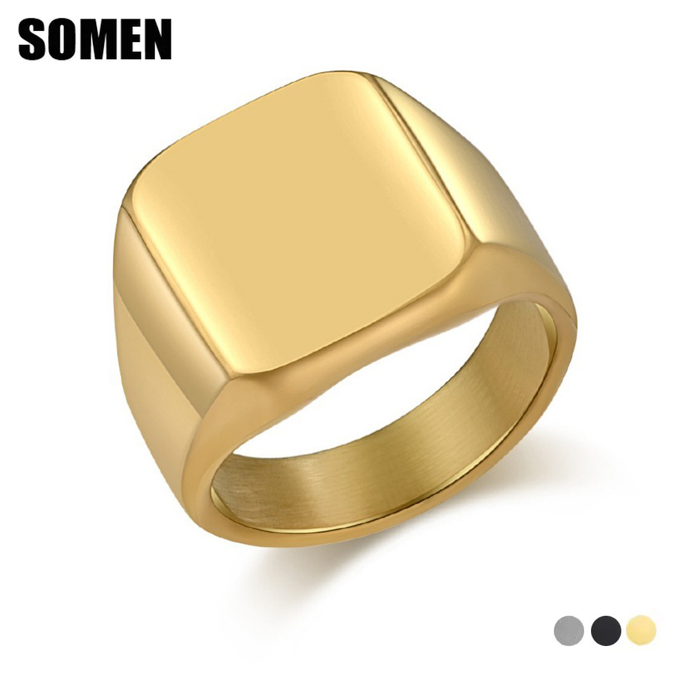 Signet Ring Men - Erkekler İçin Somen Signet Kare Tungsten
