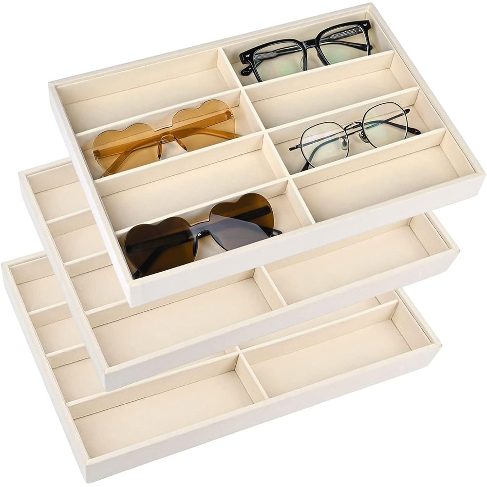 Men'S Accessories Organizer Tray - Bej Gri Güneş Gözlüğü Düzenleyici, İstiflenebilir
