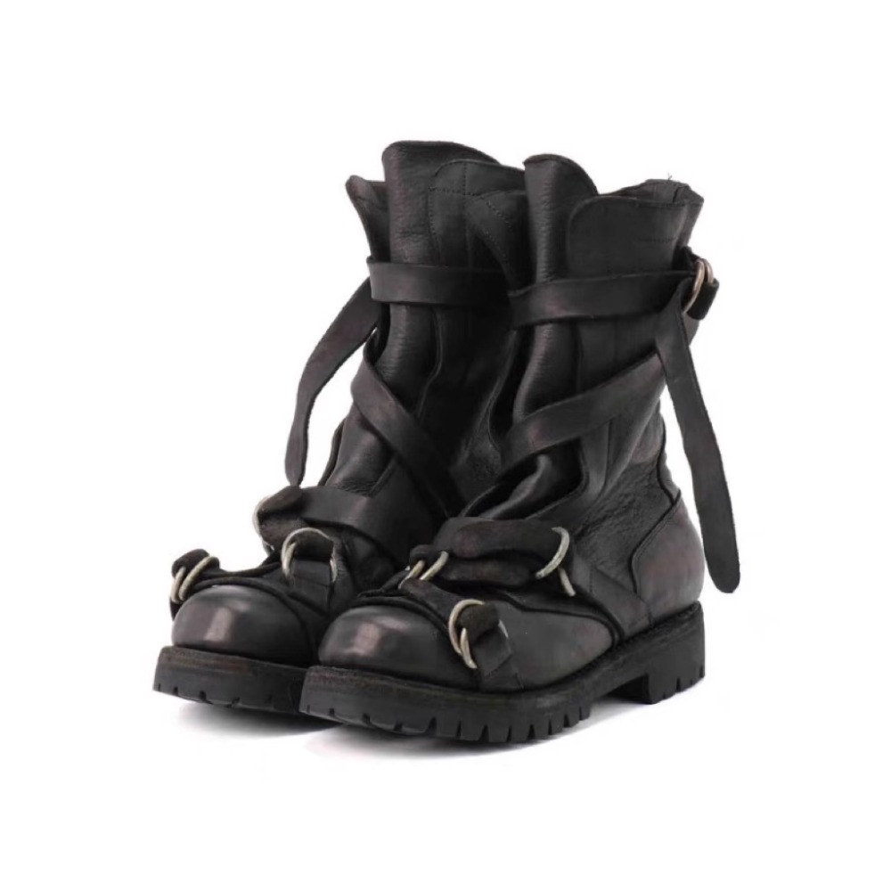 Men'S Accessories Leather - Erkek Deri Motosiklet Botları Punk Retro