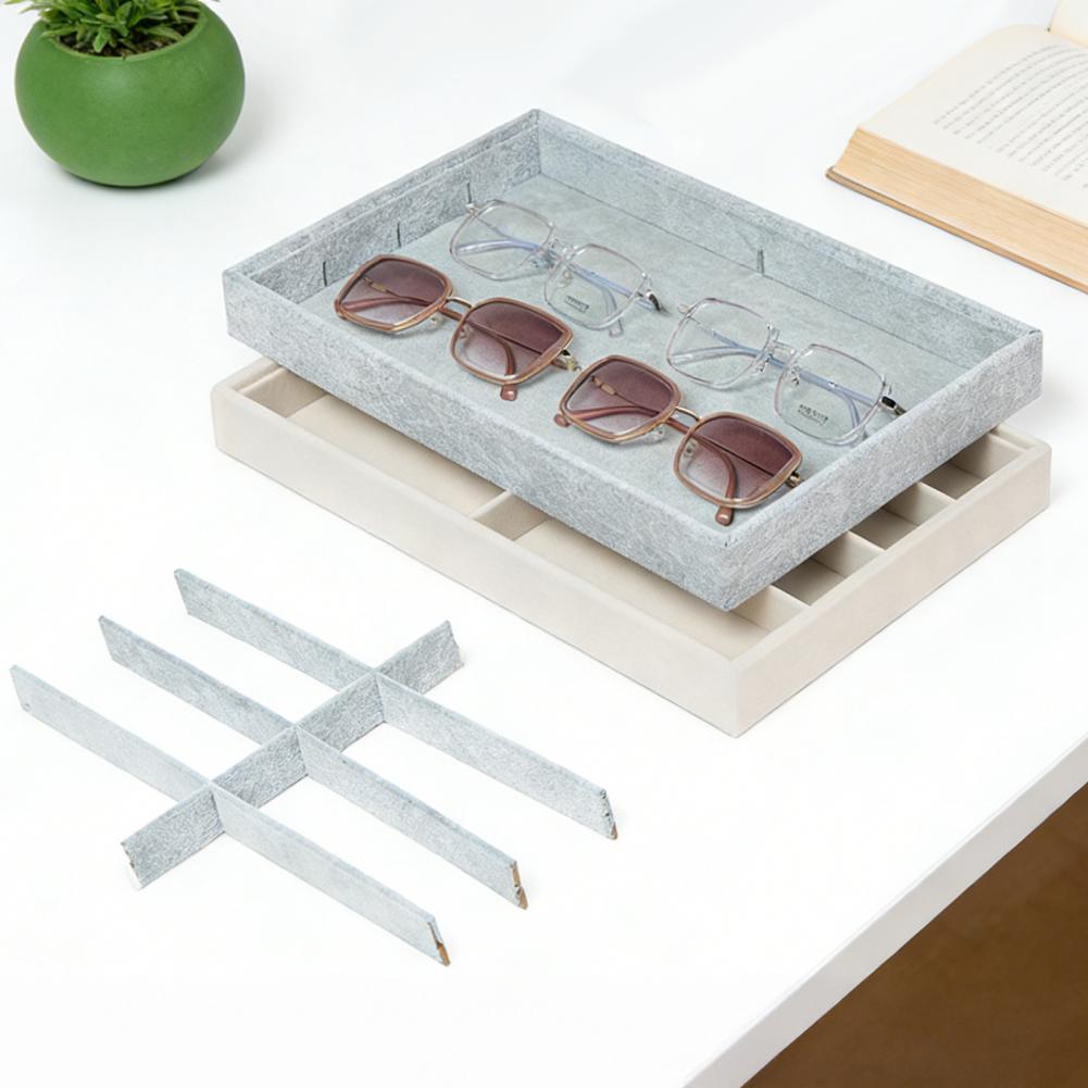Men'S Accessories Organizer Tray - 8 Bölmeli Kadife Gözlük Tutucu Saklama