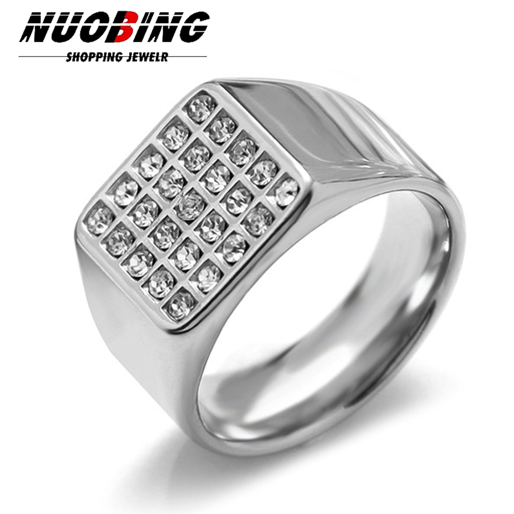 Signet Ring Men - 14mm Narin Parlak Kübik Zirkon Erkekler