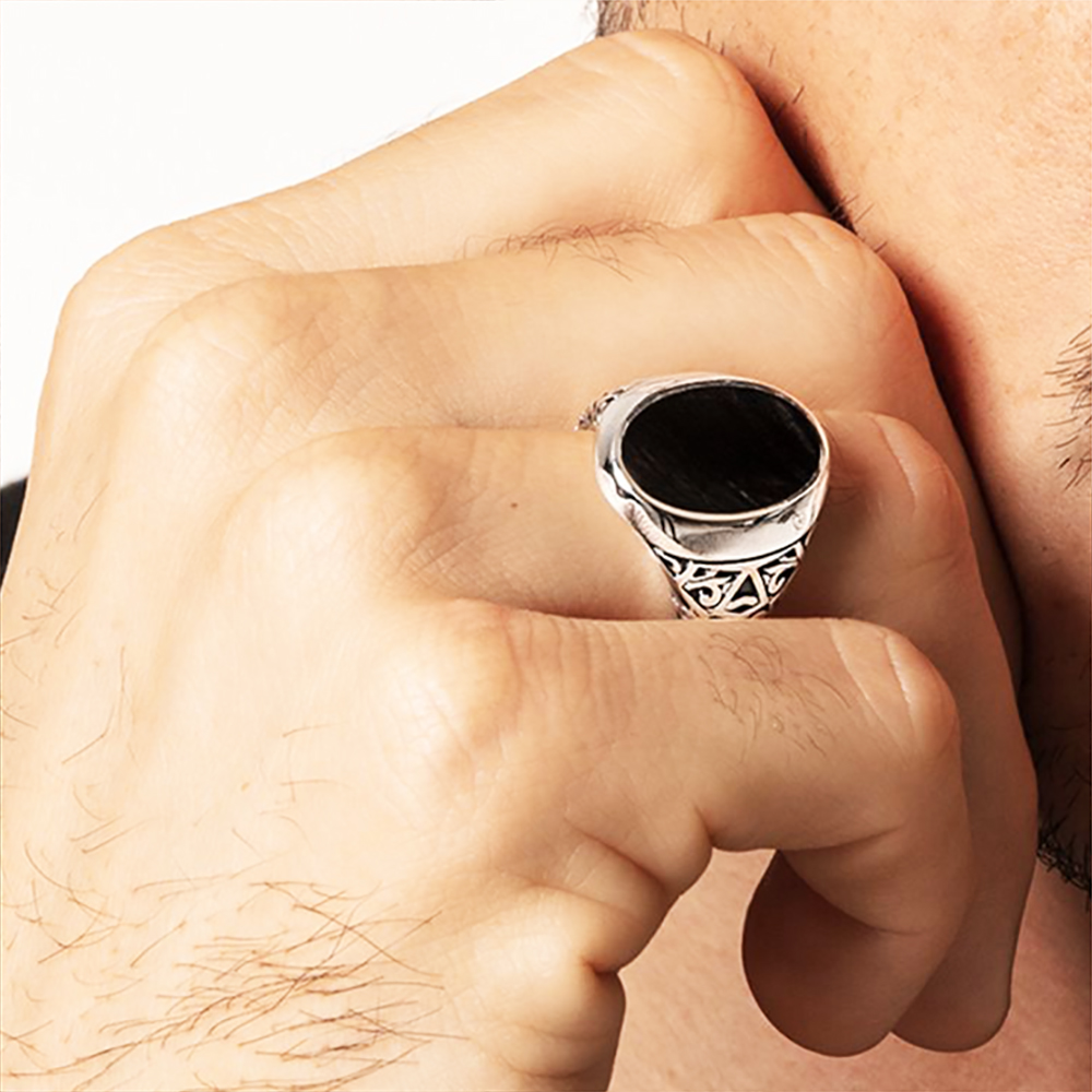 Siyah Oval Mühür Yüzük Avrupa  - Signet Ring Men incelemesi ve fiyatı