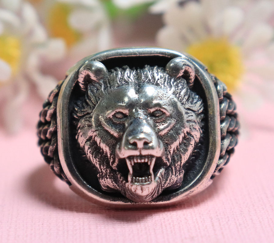 22g Viking Ayı Başı Nordik Süs - Signet Ring Men incelemesi ve fiyatı