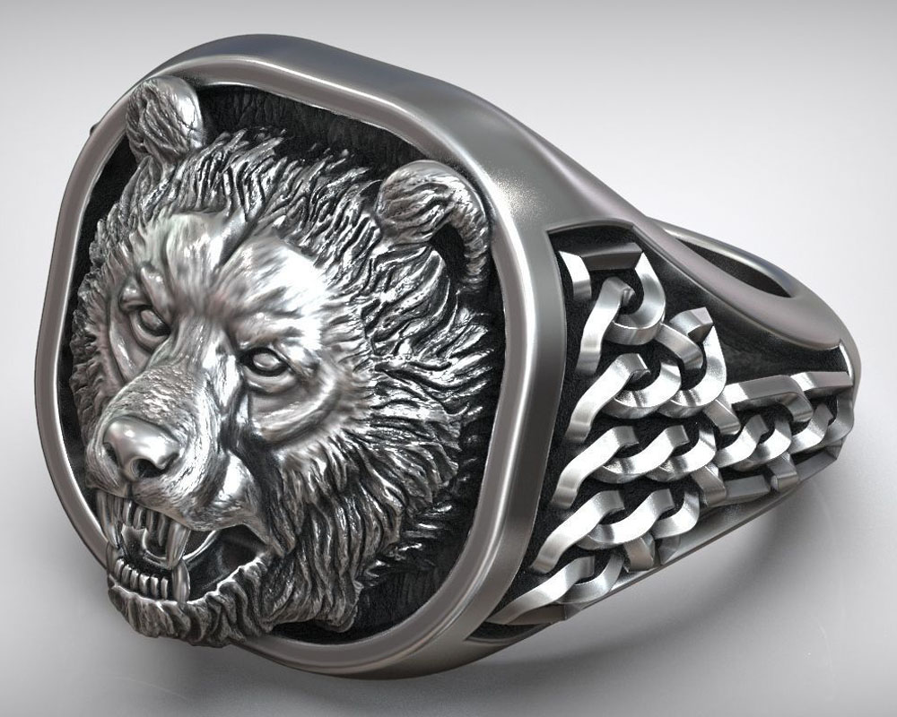 22g Viking Ayı Başı Nordik Süs - Signet Ring Men incelemesi ve fiyatı
