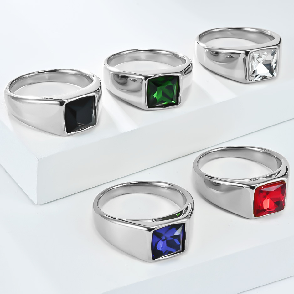 Paslanmaz Çelik Parlak Zirkon  - Signet Ring Men incelemesi ve fiyatı