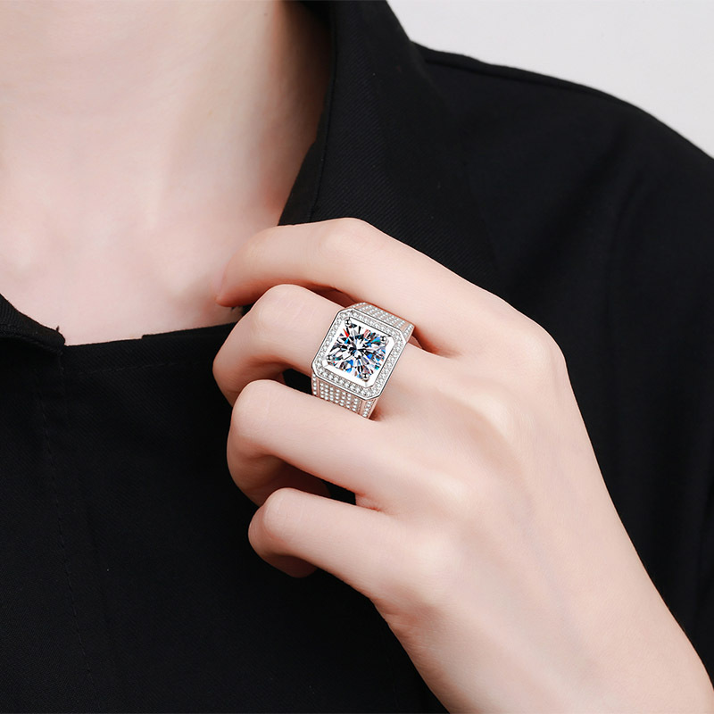 D‑Color VVS1 5CT Kare Moissani - Signet Ring Men incelemesi ve fiyatı
