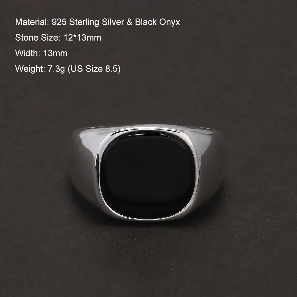 S925 Ayar Gümüş Siyah Oniks Si - Signet Ring Men incelemesi ve fiyatı