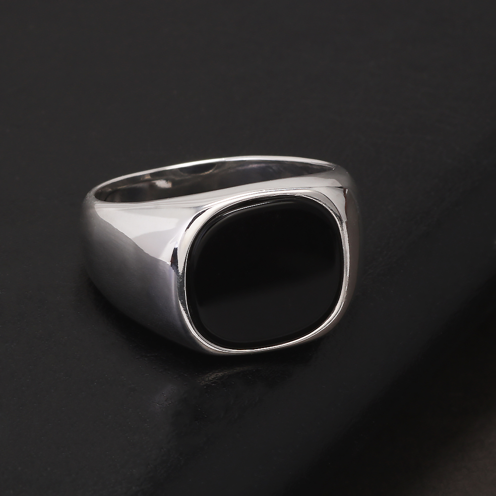 S925 Ayar Gümüş Siyah Oniks Si - Signet Ring Men incelemesi ve fiyatı