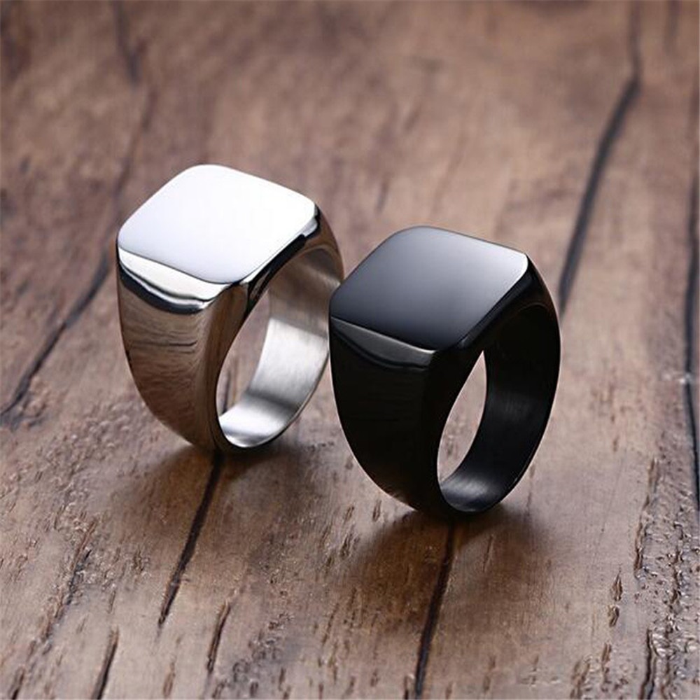 Moda erkekler siyah pürüzsüz p - Signet Ring Men incelemesi ve fiyatı