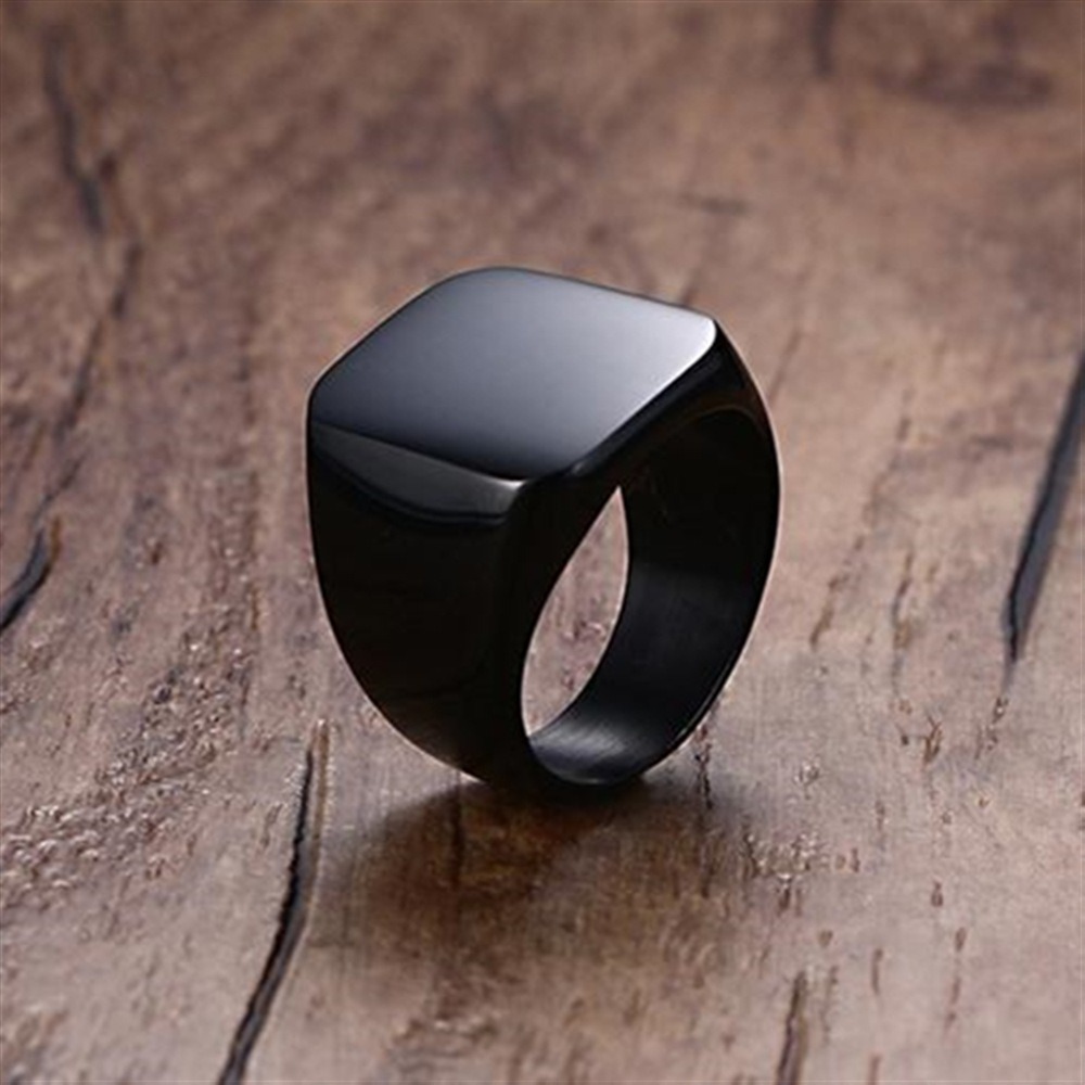 Moda erkekler siyah pürüzsüz p - Signet Ring Men incelemesi ve fiyatı
