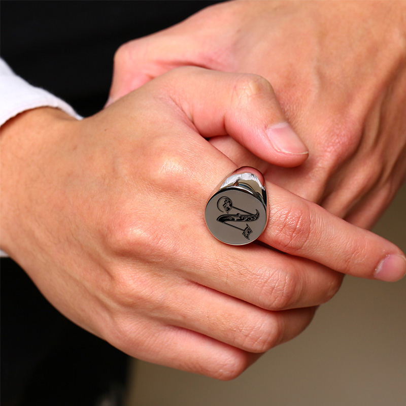 Vnox şık desen yazı ilk damga  - Signet Ring Men incelemesi ve fiyatı